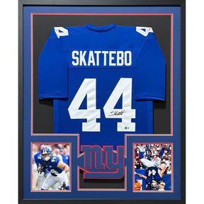 Cam Skattebo Framed Signed New York Giants Jersey Beckett Autographed