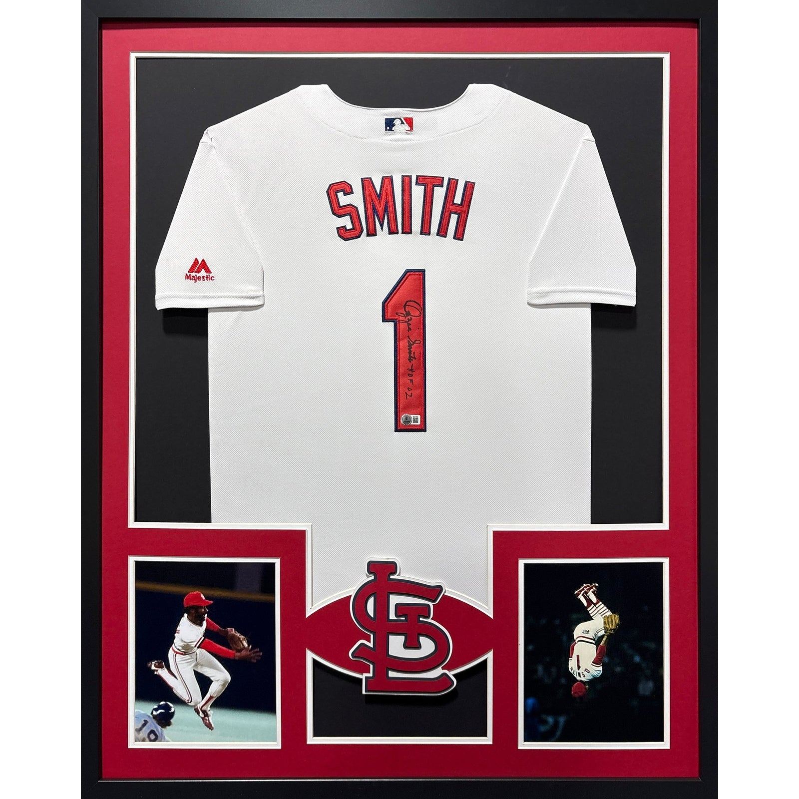 Ozzie Smith Signed Framed Jersey Beckett COA Autographed St. Louis Cardinals