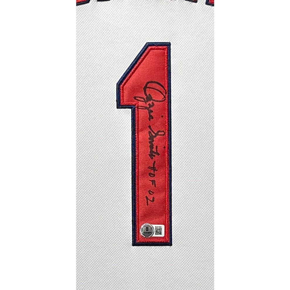 Ozzie Smith Signed Framed Jersey Beckett COA Autographed St. Louis Cardinals