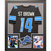Amon-Ra St. Brown Signed Framed Black Jersey PIA COA Autographed Detroit Lions