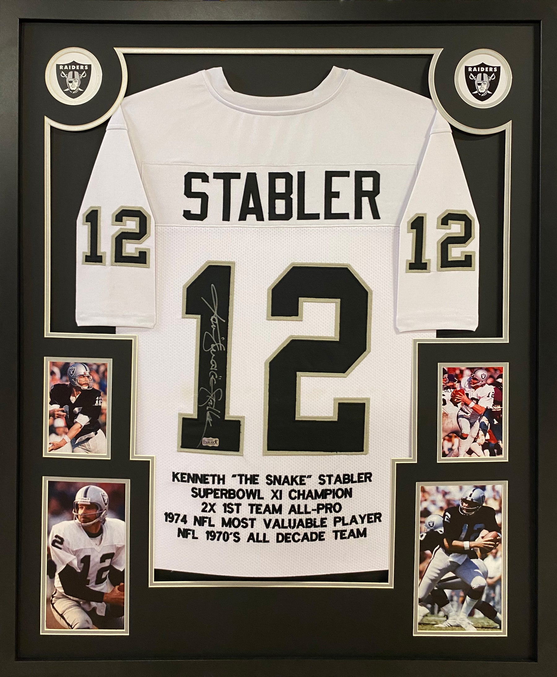 Ken Stabler Signed Framed Stat Jersey Radtke Autographed Oakland Raiders