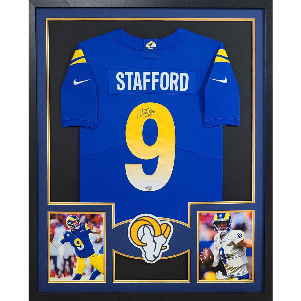 Matt Stafford Framed Signed Blue Jersey Fanatics Autographed Los Angeles Rams