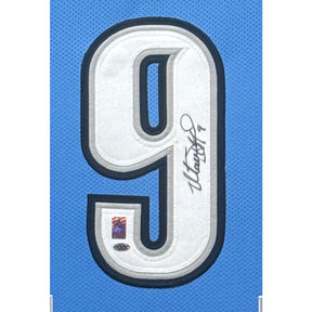 Matt Stafford Framed Signed Blue Jersey GTSM Autographed Detroit Lions