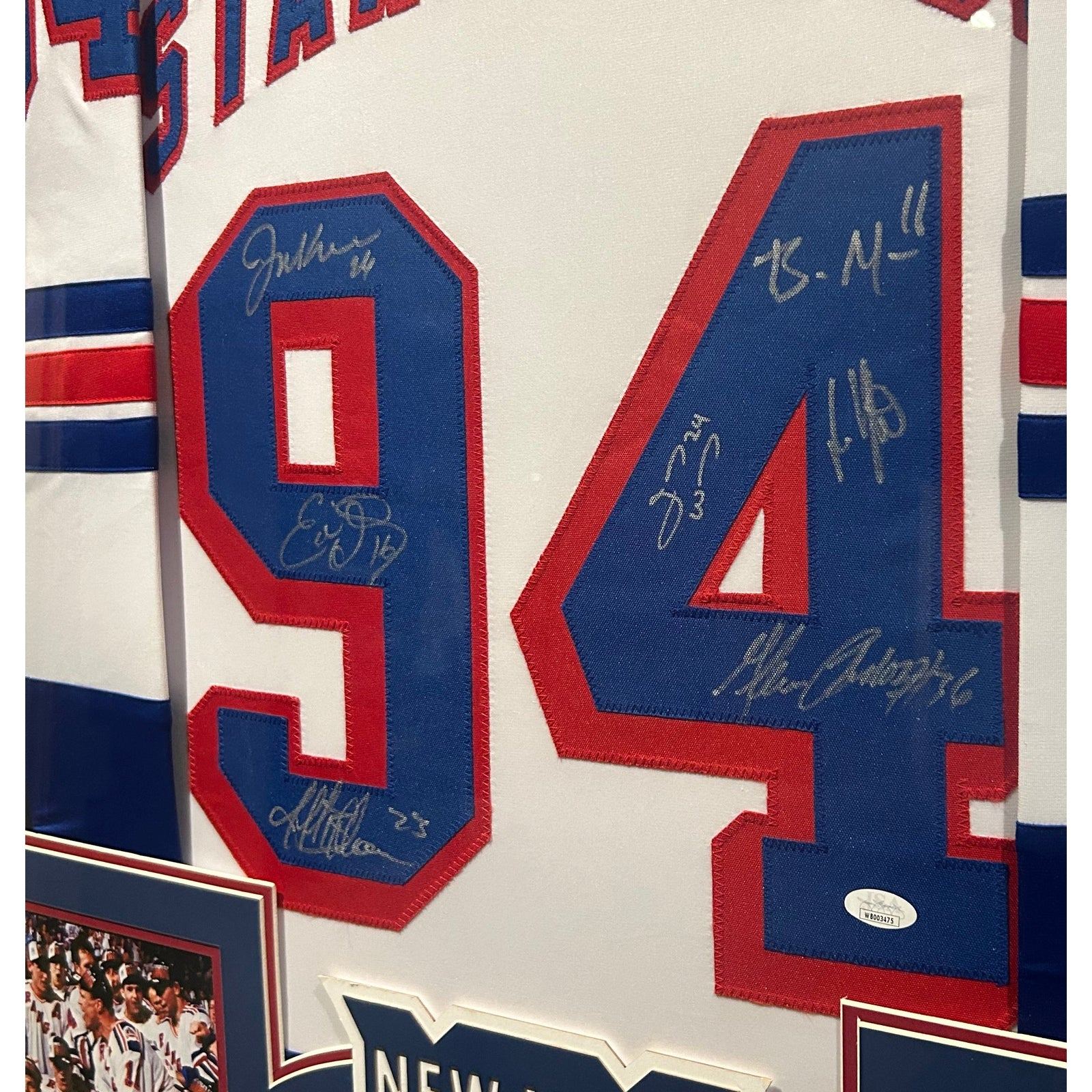 New York Rangers 1994 Team Signed Framed Jersey Autographed Stanley Cup JSA