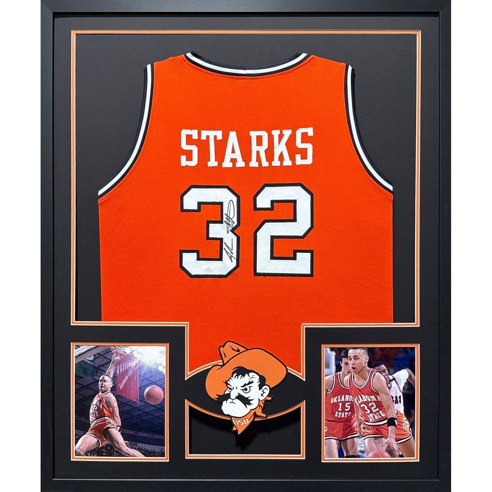John Starks Framed Jersey Beckett Autographed Signed Oklahoma State Knicks