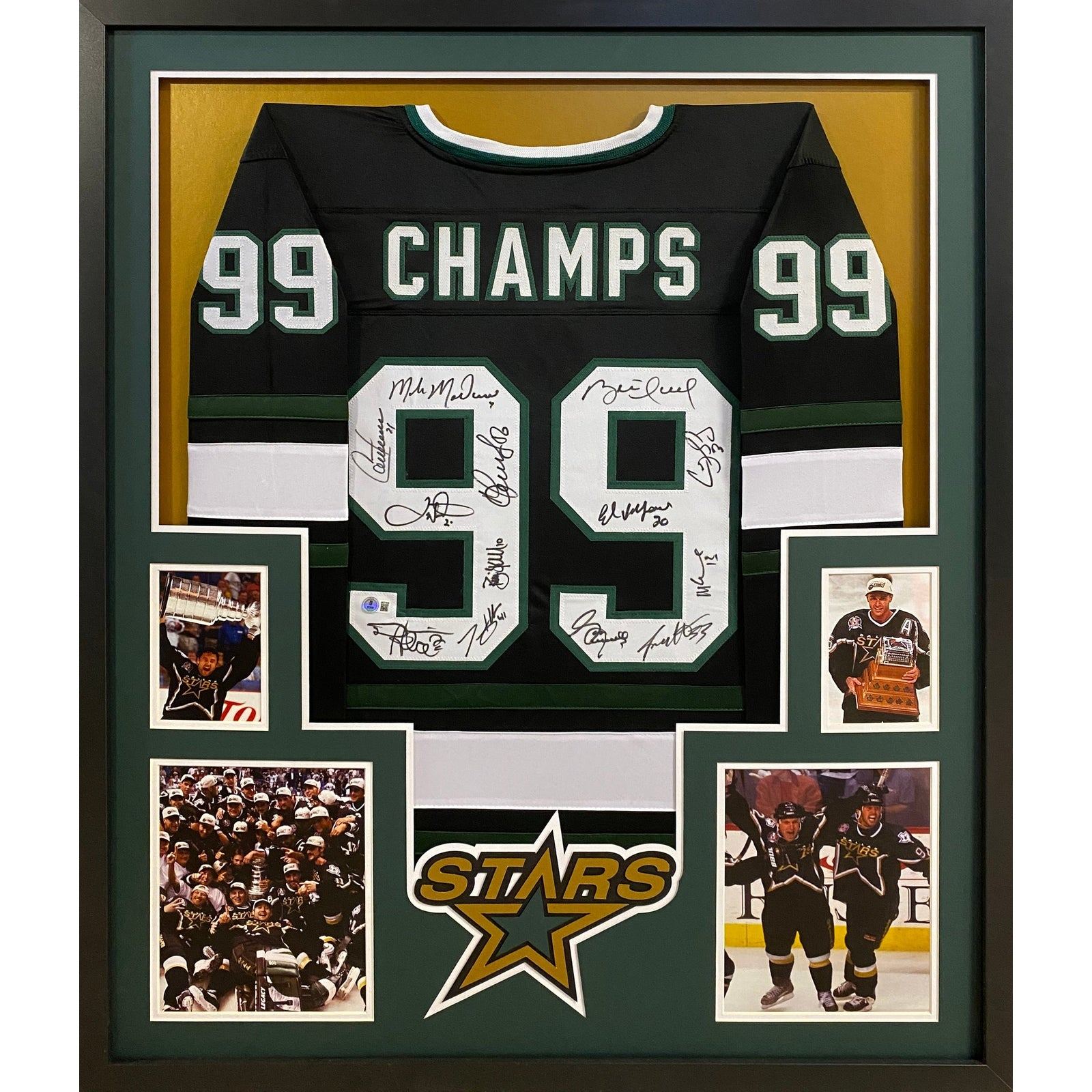 Dallas Stars Team Signed Framed Jersey Beckett Autographed 1999 Stanley Cup BK