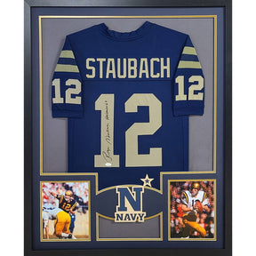 Roger Staubach Navy Framed Jersey JSA Autographed Signed Heisman Winner