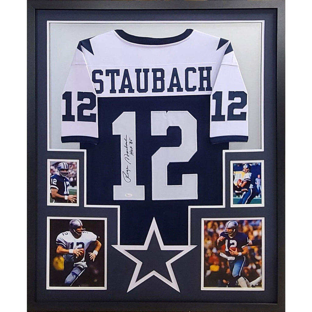 Roger Staubach Navy Framed Jersey JSA Autographed Signed Naval Academy