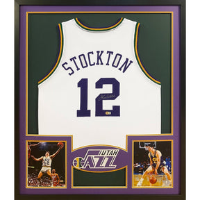 John Stockton Framed Signed Jersey Beckett Autographed Utah Jazz
