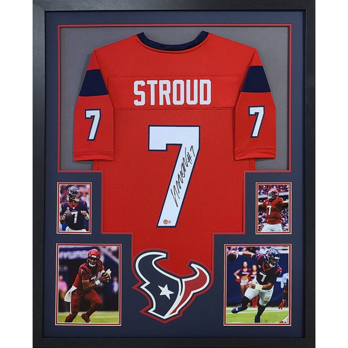 C.J. Stroud Framed Signed Red Jersey Beckett Autographed Houston Texans CJ