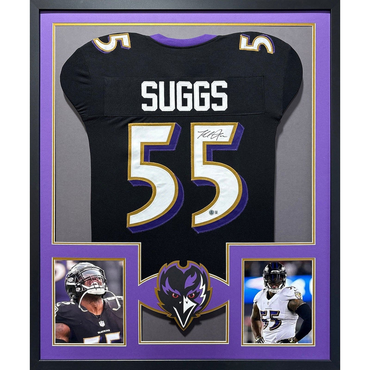 Terrell Suggs Framed Signed Black Jersey Beckett Autographed Baltimore Ravens