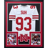 Ndamukong Suh Framed Signed White Jersey Beckett Autographed Nebraska