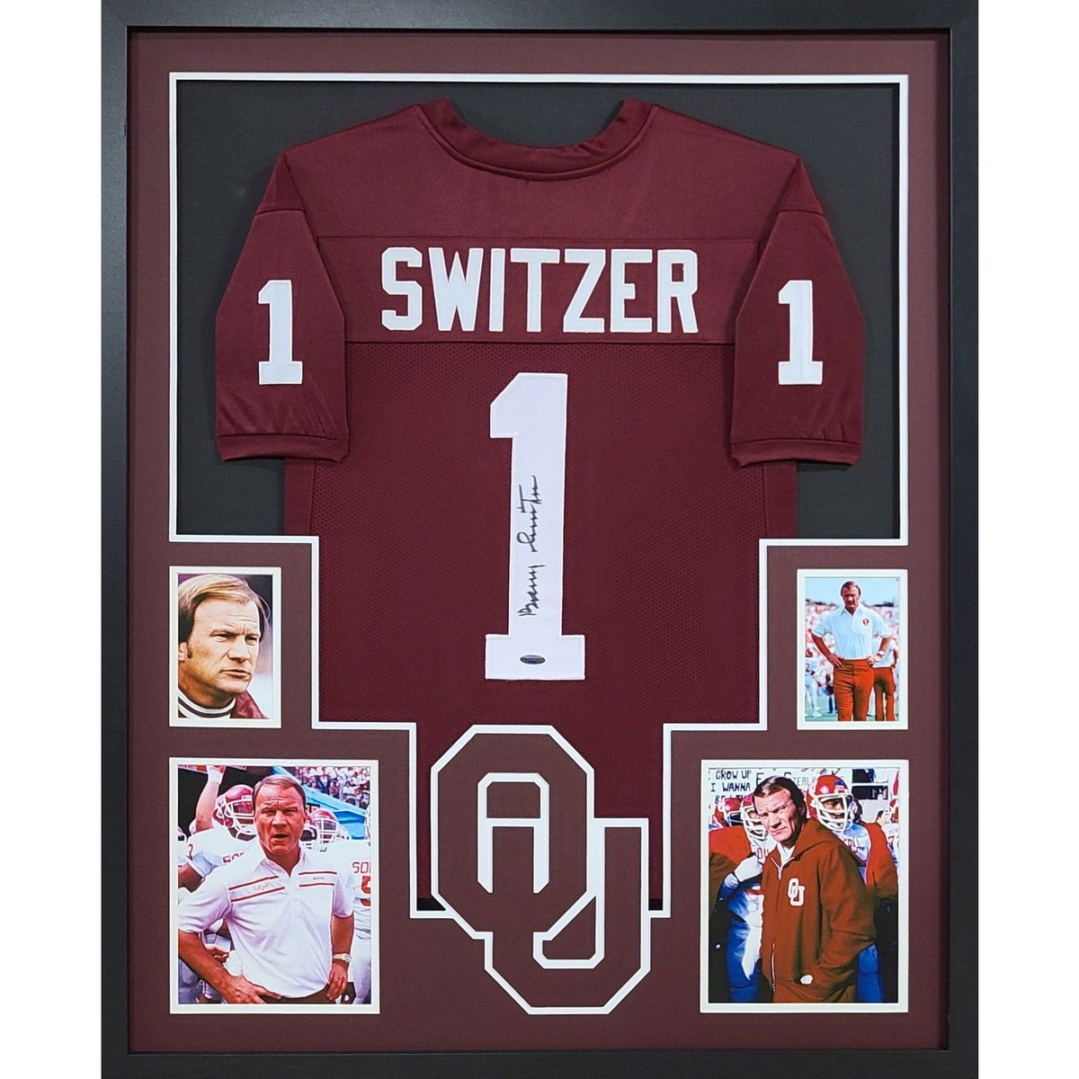 Barry Switzer Signed Framed Jersey Tristar Autographed Oklahoma