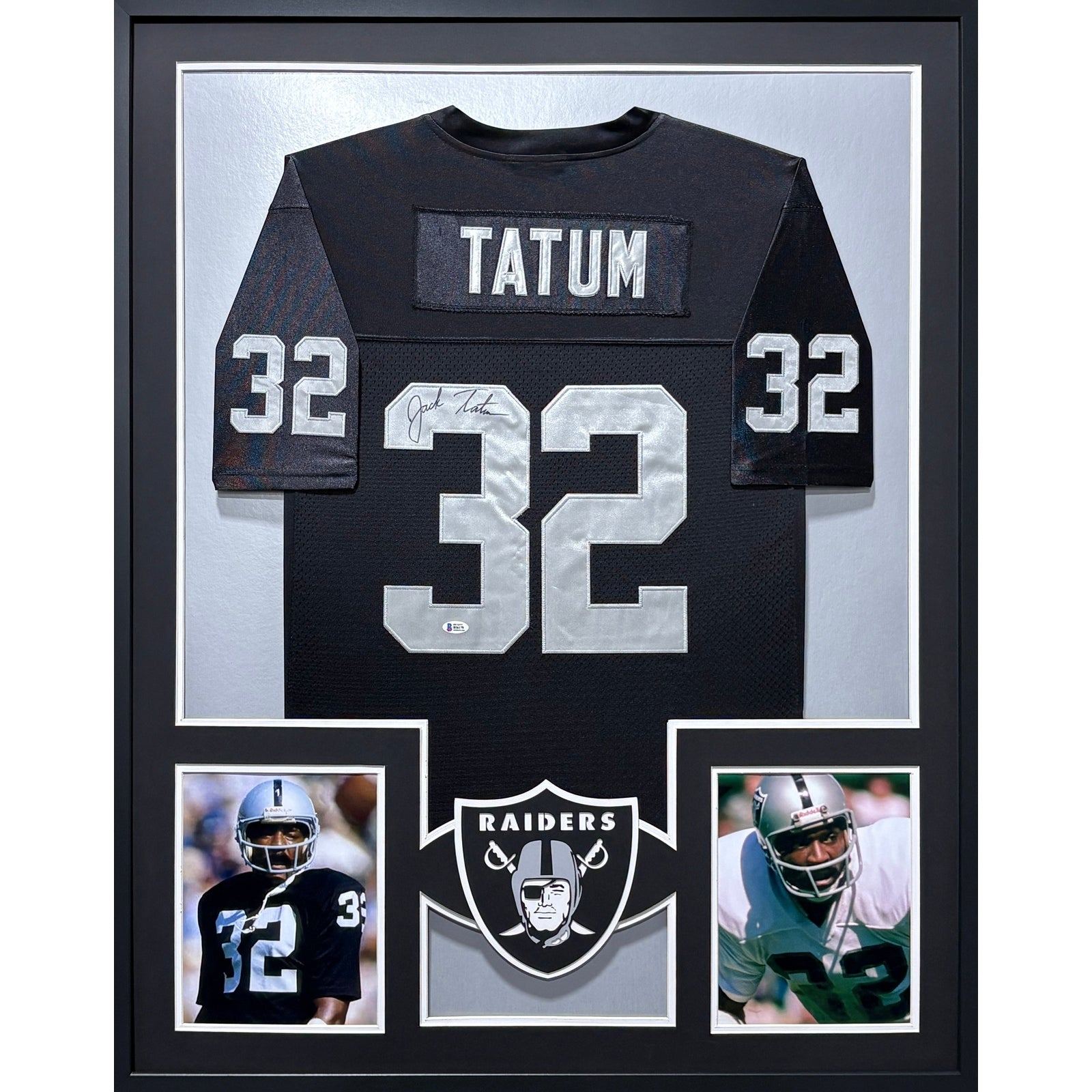 Jack Tatum Framed Signed Black Jersey Beckett Oakland Raiders Autographed