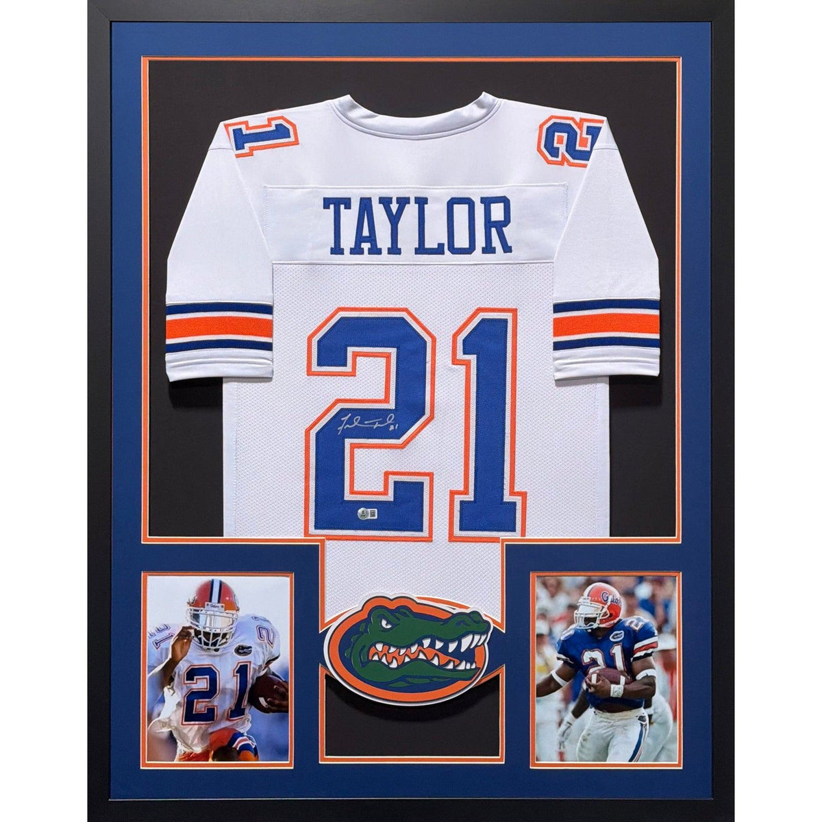 Fred Taylor Framed Signed Florida White Jersey Beckett Autographed