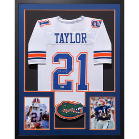 Fred Taylor Framed Signed Florida White Jersey Beckett Autographed