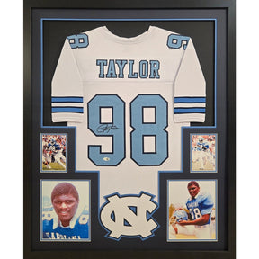 Lawrence Taylor Signed Framed White Jersey JSA Autographed UNC North Carolina