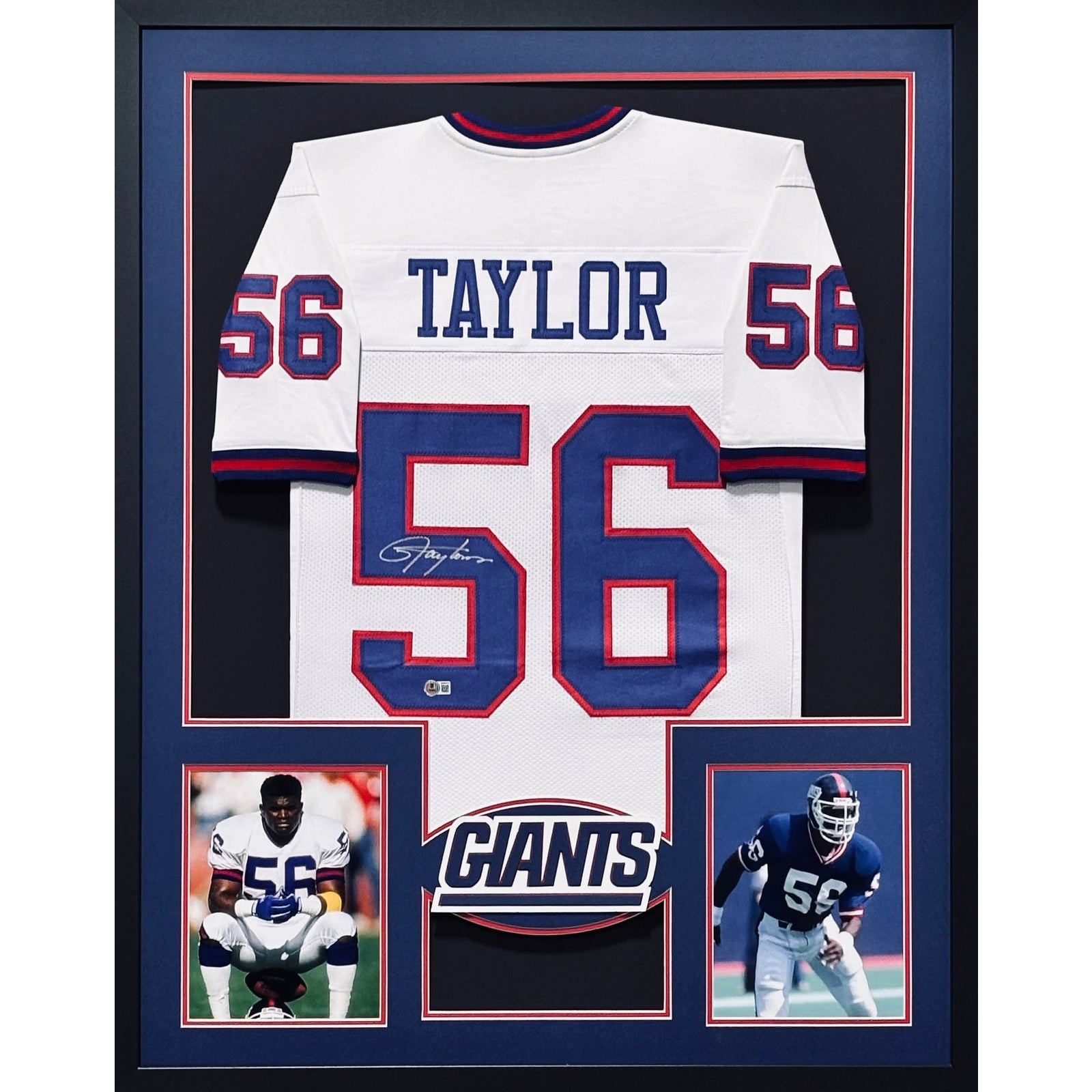 Lawrence Taylor Framed White Jersey Beckett Autographed Signed Giants