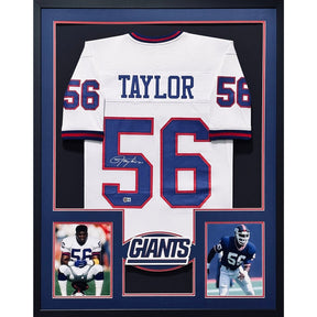 Lawrence Taylor Framed White Jersey Beckett Autographed Signed Giants