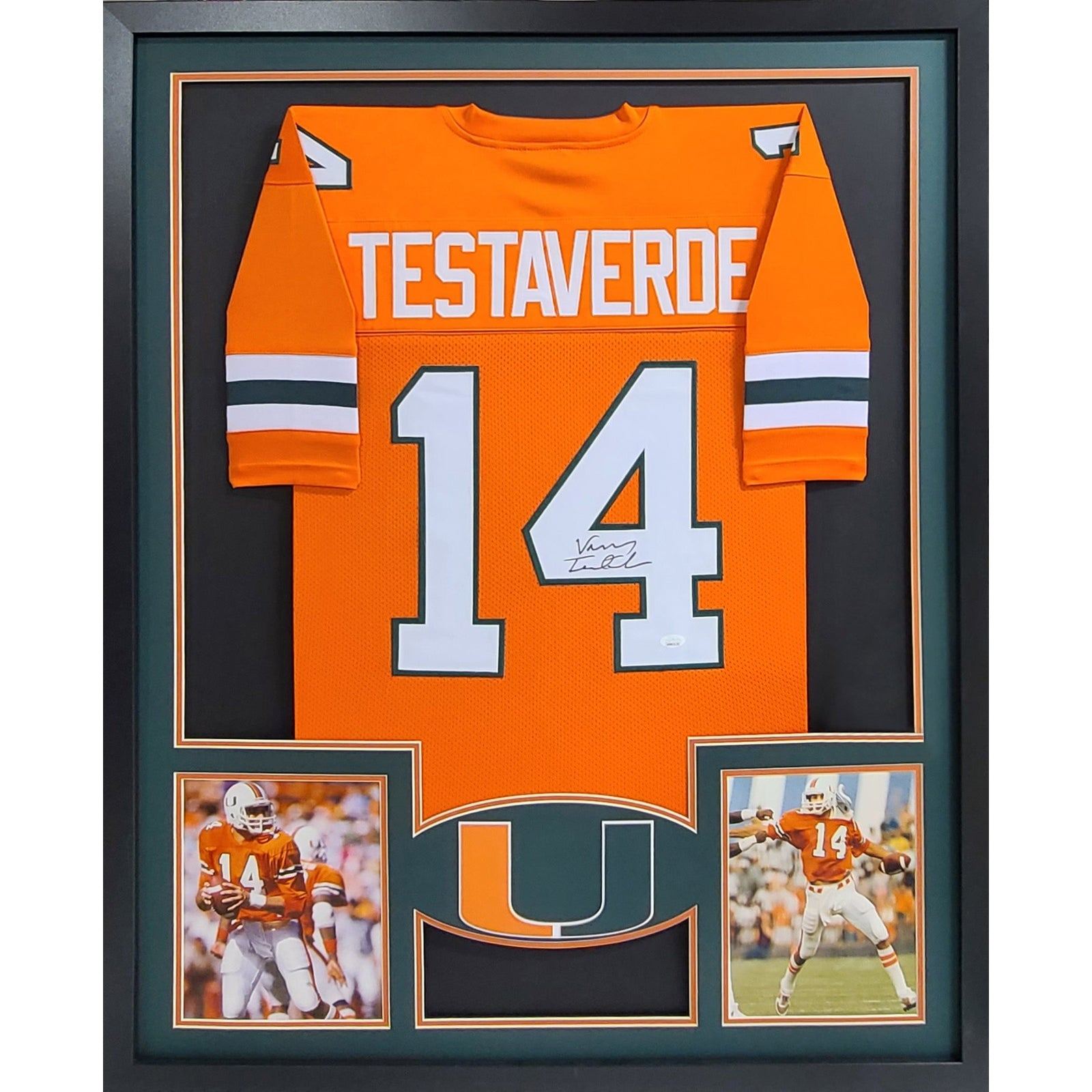 Vinny Testaverde Signed Framed Jersey JSA Autographed Miami Heisman Winner