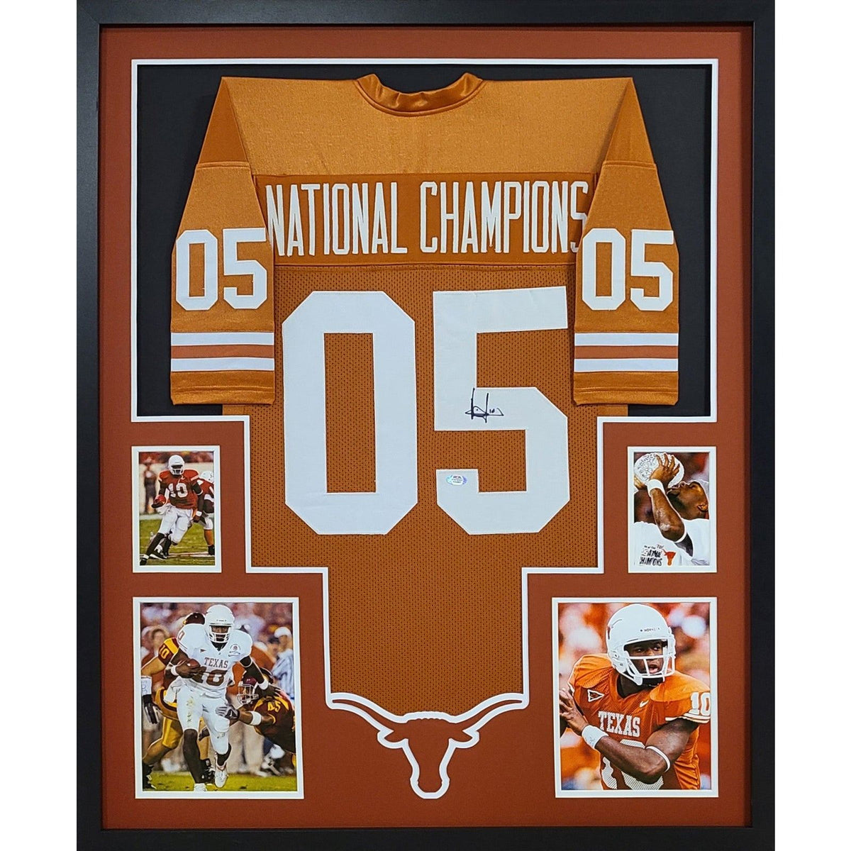 Vince Young Signed Framed Jersey Autographed Texas National Champs 05 PSA