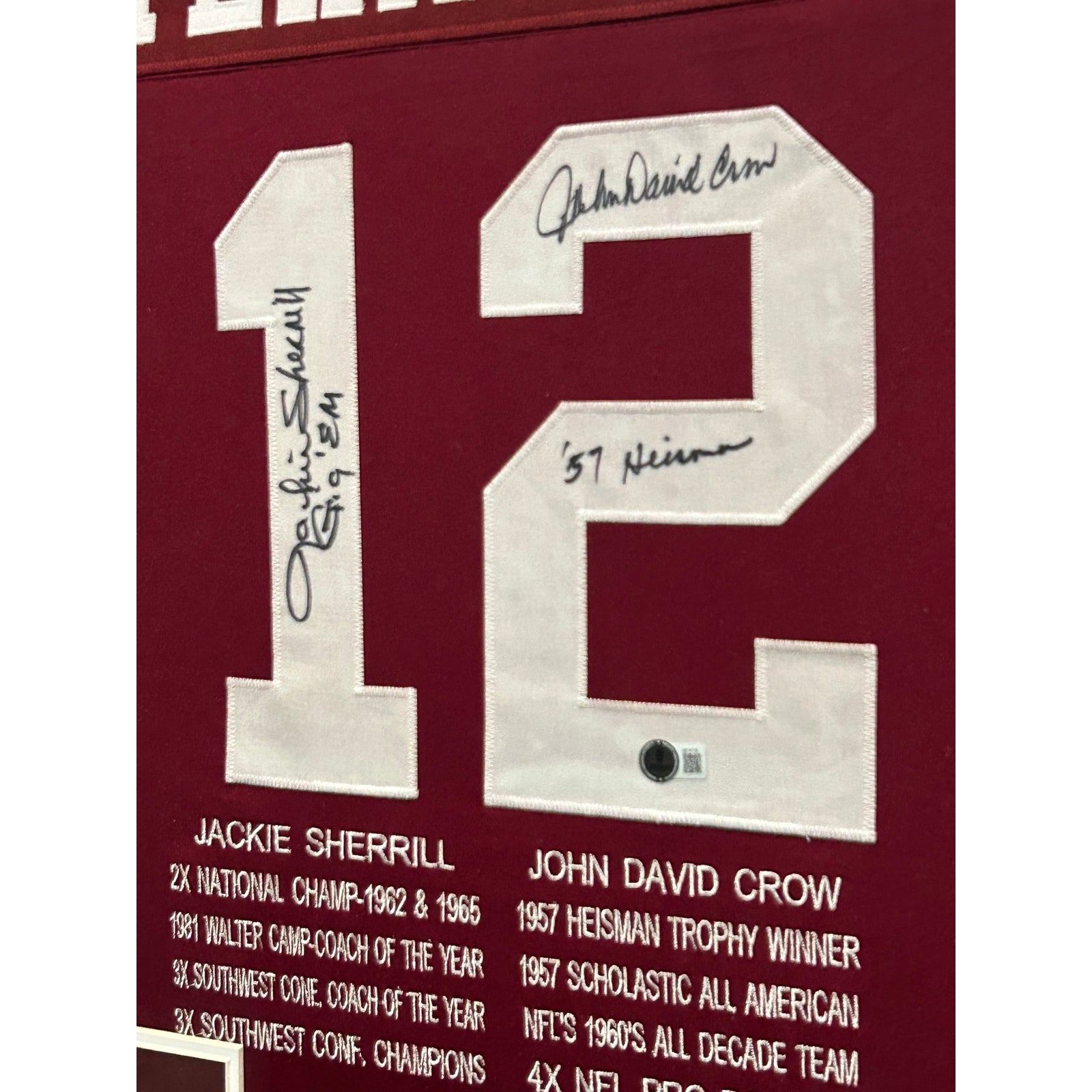 Jackie Sherrill John Crow Signed Framed Jersey Autographed Texas A&M