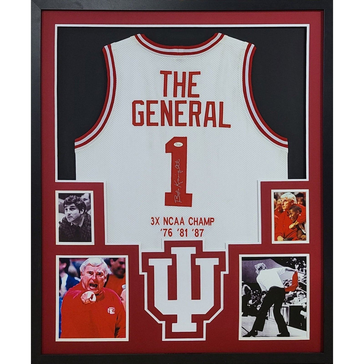 Bobby Knight Framed White Jersey JSA Autographed Signed Indiana Hoosiers