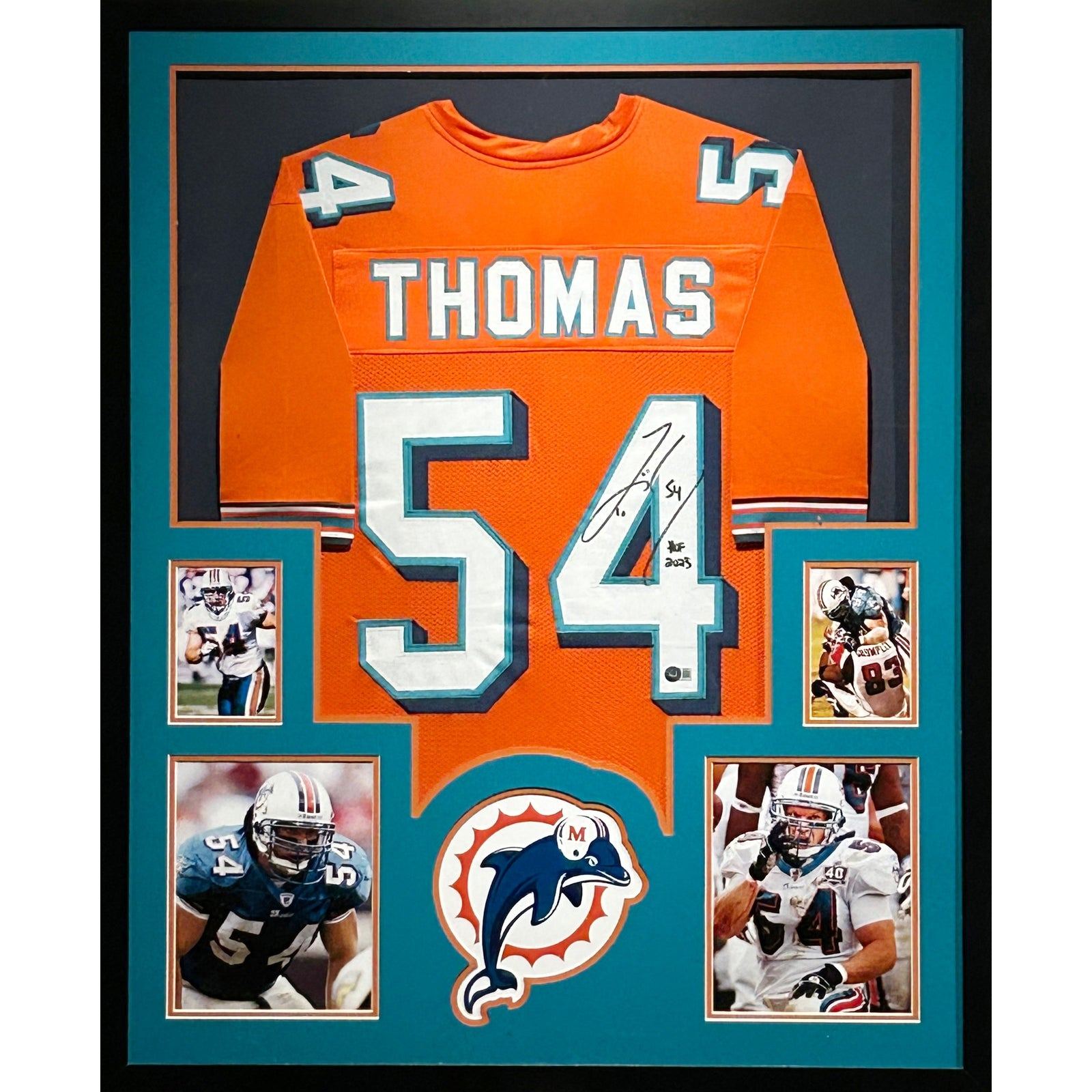 Zach Thomas Framed Signed Jersey Beckett Autographed Miami Dolphins