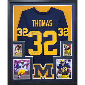 Anthony Thomas Signed Framed Jersey Playball COA Autographed Michigan