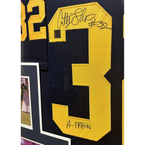 Anthony Thomas Signed Framed Jersey Playball COA Autographed Michigan