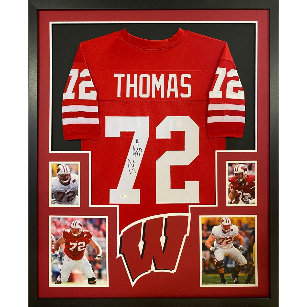 Joe Thomas Framed Signed Wisconsin Jersey JSA Autographed Browns