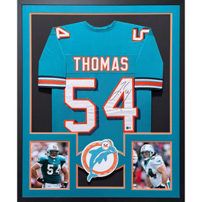 Zach Thomas Framed Signed Teal Jersey Beckett Autographed Miami Dolphins