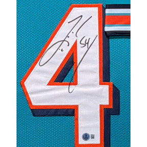 Zach Thomas Framed Signed Teal Jersey Beckett Autographed Miami Dolphins