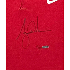 Tiger Woods Framed Signed Red Polo Shirt UDA Autographed UpperDeck