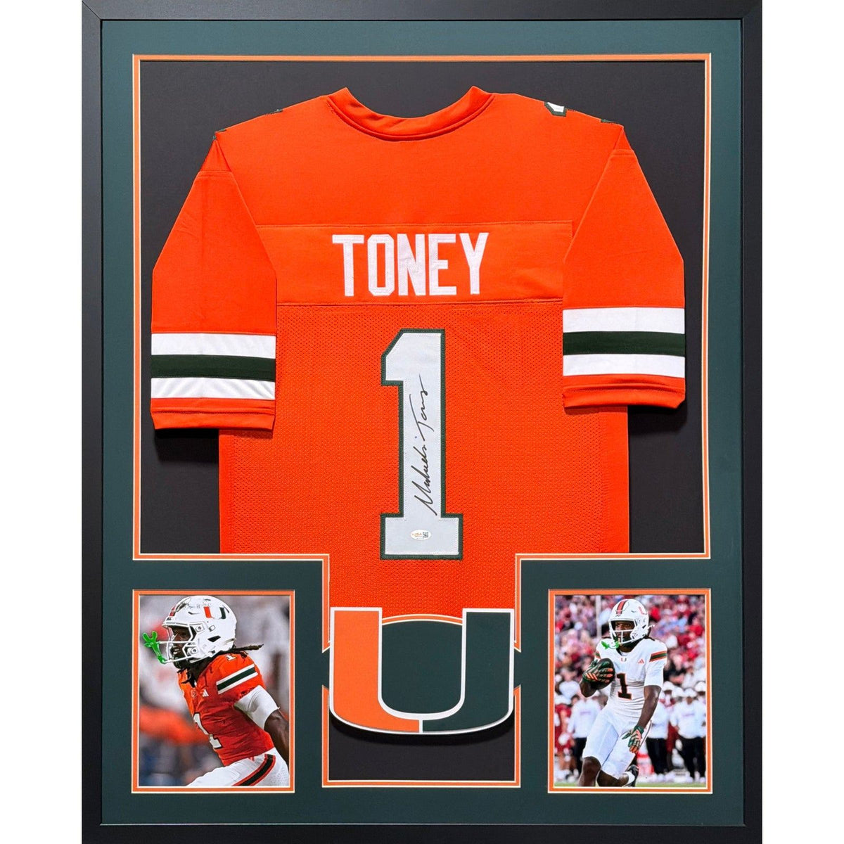 Malachi Toney Framed Signed Miami Hurricanes Jersey JSA Autographed