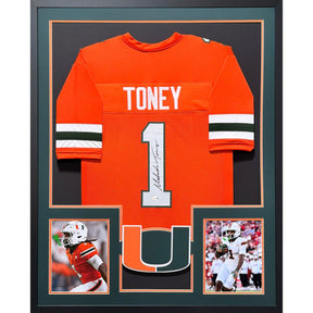 Malachi Toney Framed Signed Miami Hurricanes Jersey JSA Autographed
