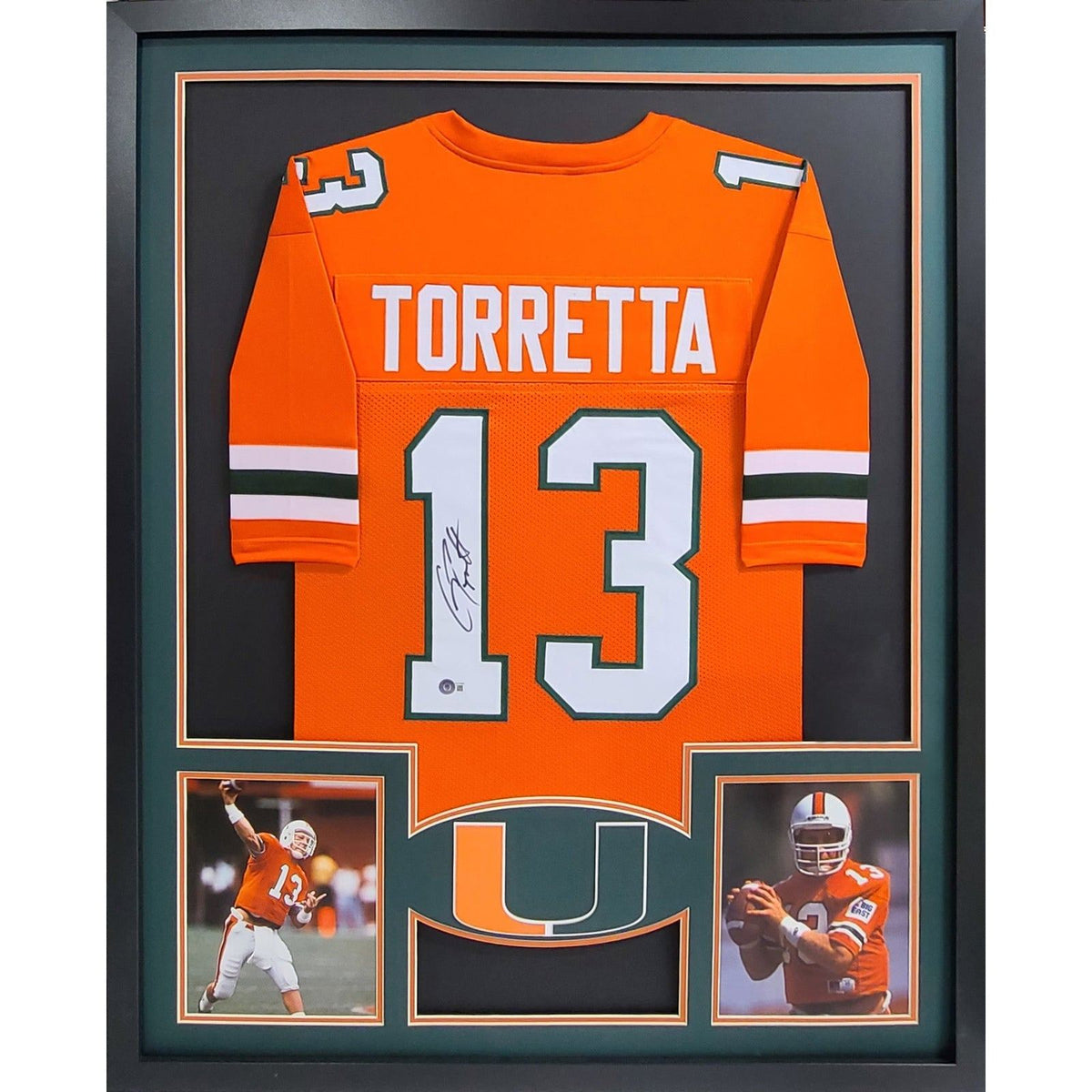 Gino Torretta Framed Signed Jersey Beckett Autographed Miami Heisman Winner