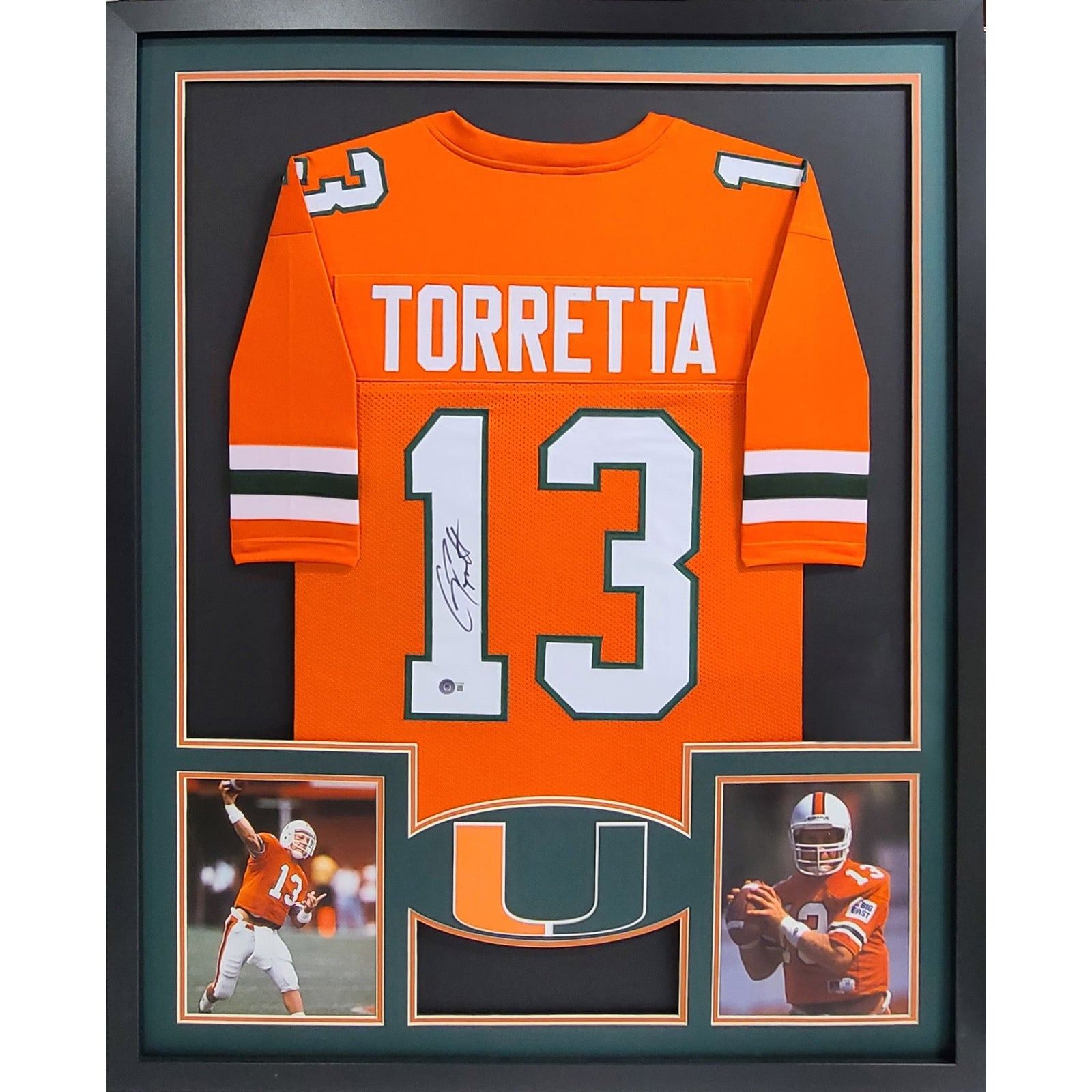 Gino Torretta Framed Signed Jersey Beckett Autographed Miami Heisman Winner