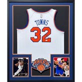 Karl-Anthony Towns Framed White Jersey JSA Autographed Signed Knicks