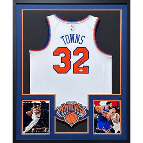 Karl-Anthony Towns Framed White Jersey JSA Autographed Signed Knicks