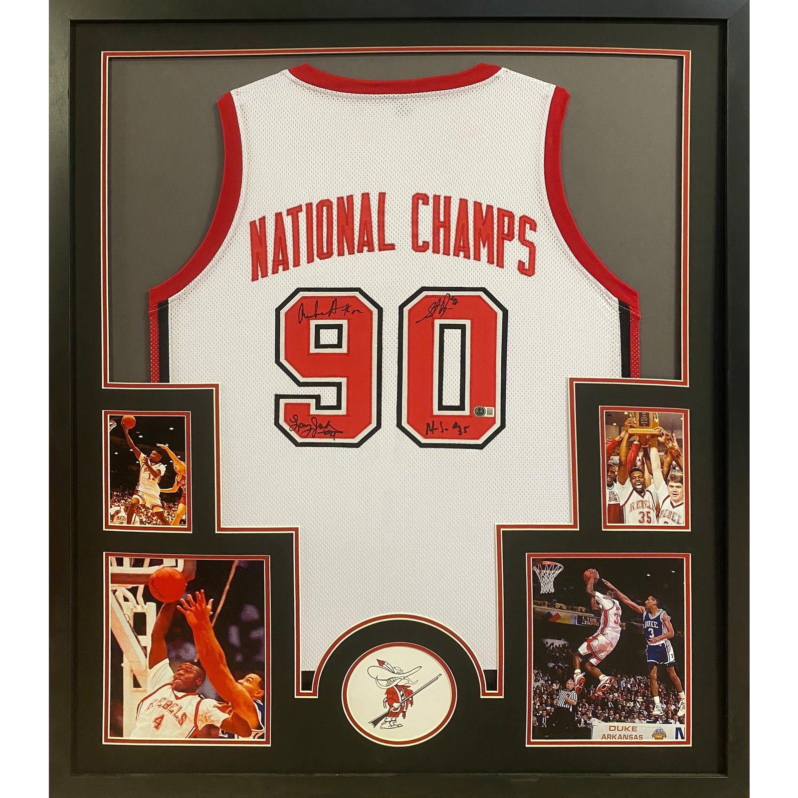 UNLV 1990 Signed Framed Jersey Beckett Autographed National Championship 4S