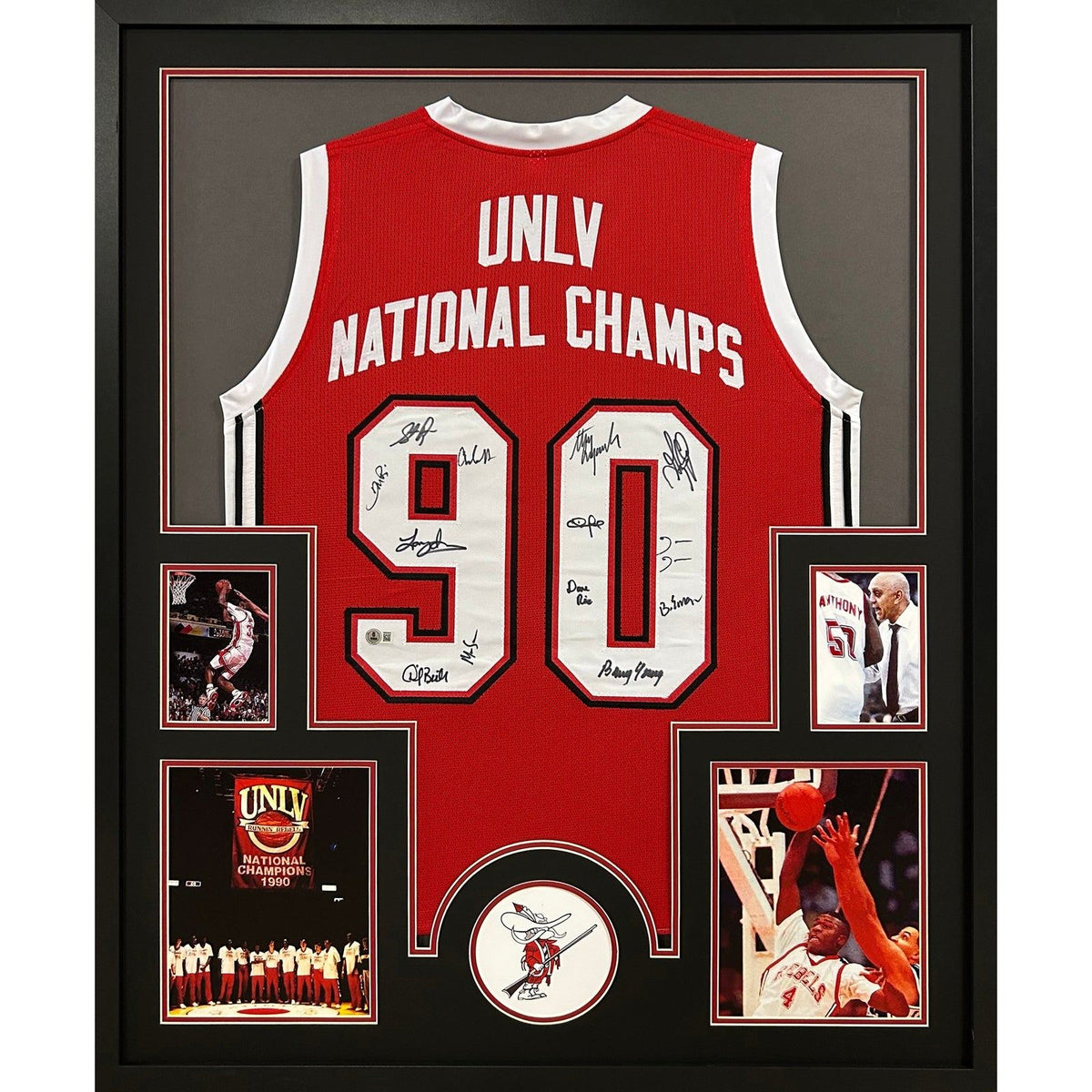 UNLV 1990 Signed Framed Jersey Beckett Autographed National Championship