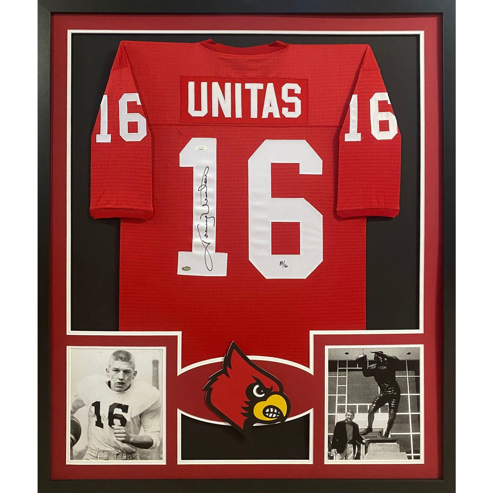 Johnny Unitas Framed Red Jersey JSA Autographed Signed Louisville Colts