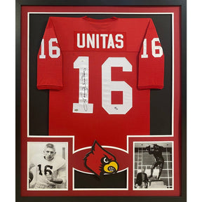 Johnny Unitas Framed Red Jersey JSA Autographed Signed Louisville Colts