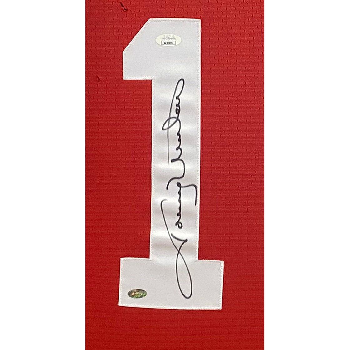 Johnny Unitas Framed Red Jersey JSA Autographed Signed Louisville Colts