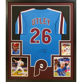 Chase Utley Framed Signed Blue Jersey Beckett Autographed Philadelphia Phillies