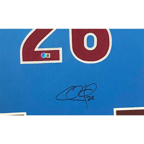 Chase Utley Framed Signed Blue Jersey Beckett Autographed Philadelphia Phillies
