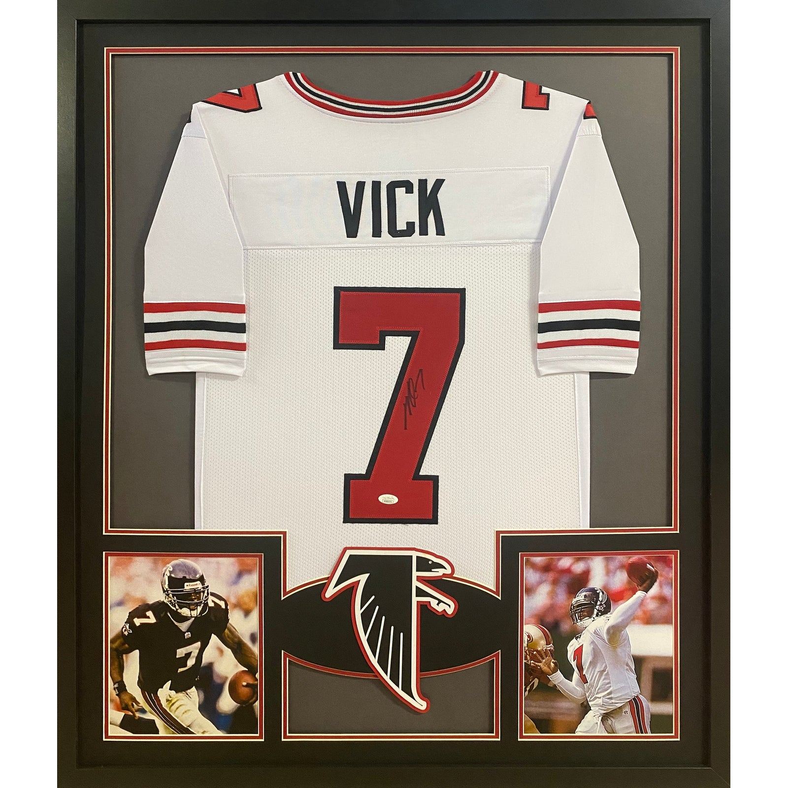 Michael Vick Signed Framed White TB Jersey JSA Autographed Atlanta Falcons