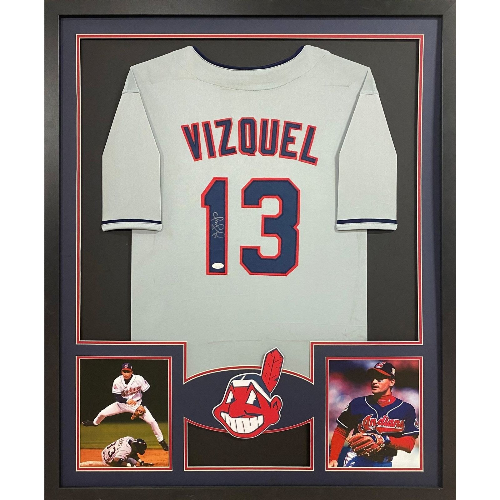 Omar Vizquel Framed Signed Jersey JSA Autographed Cleveland Indians