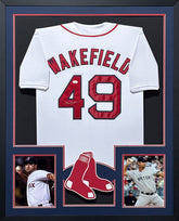 Tim Wakefield Framed Signed White Jersey JSA Autographed Boston Red Sox 2P